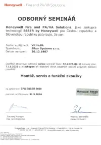 EPS certifikát Esser - Sikur Systems s.r.o.