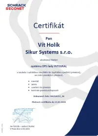 EPS certifikát Schrack - Sikur Systems s.r.o.